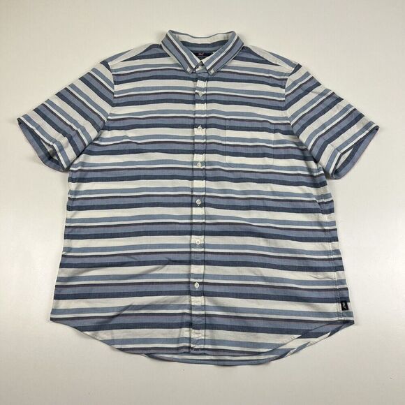 Vineyard Vines Shirt Mens XL Blue Striped Short Sleeve Button Up Slim Fit Murray - Picture 1 of 9